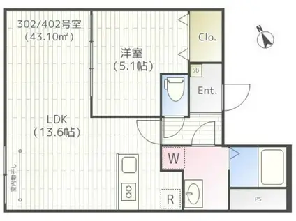 ザ・パークハウス東京(1LDK/4階)の間取り写真