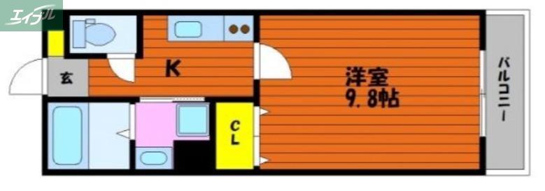 サンステージ大和町(1K/1階)の間取り写真