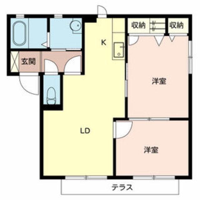 ディアス福泉 E棟(2LDK/1階)の間取り写真
