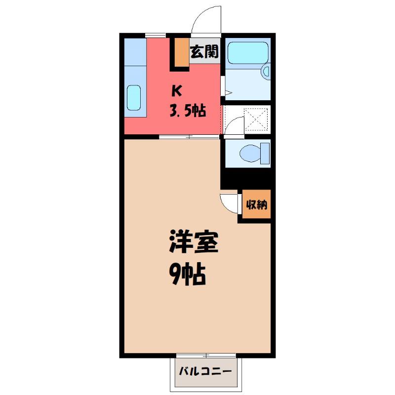 パステルハイツ(1K/2階)の間取り写真