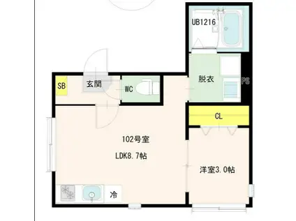 ハーモニーテラス西糀谷四丁目(1LDK/1階)の間取り写真