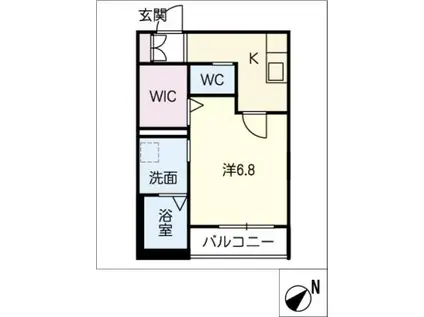 カーサDUE(1K/2階)の間取り写真