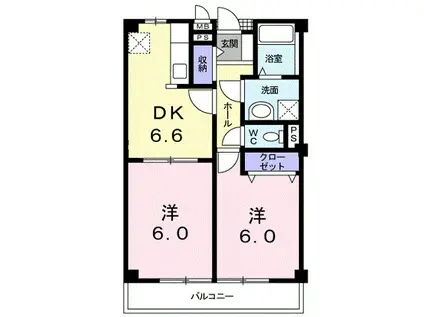 リヴィエールA(2DK/2階)の間取り写真