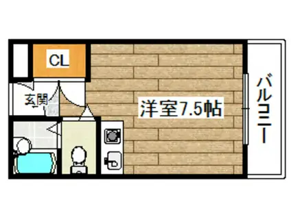 光栄ハイツ古曽部(ワンルーム/2階)の間取り写真