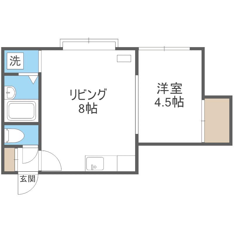 コートハウス静か(1LDK/1階)の間取り写真