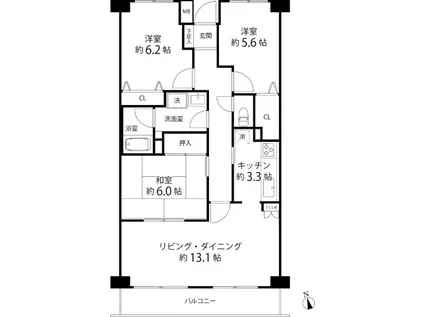 ティーズ ガーデン横浜岸根公園(3LDK/1階)の間取り写真