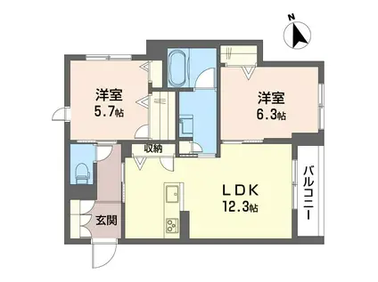 ピステン M(2LDK/2階)の間取り写真
