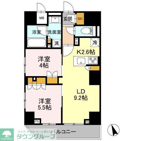 リーラ品川戸越(1SLDK/6階)の間取り写真