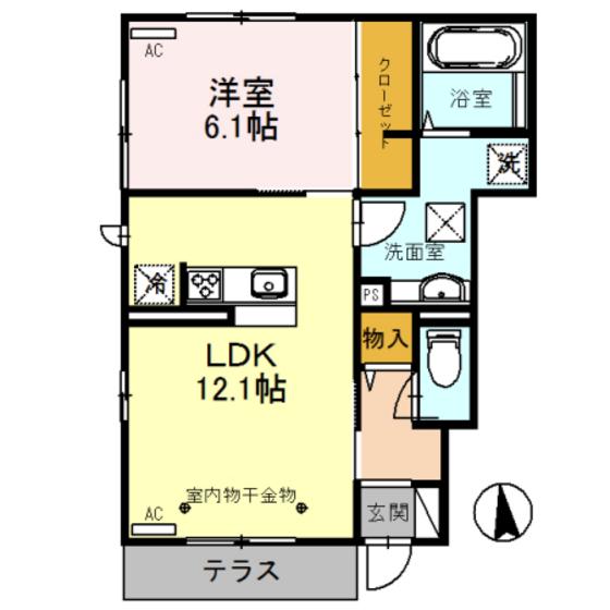 GRAN MARKS(1LDK/1階)の間取り写真