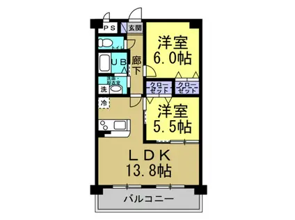 HANALEI(2LDK/1階)の間取り写真