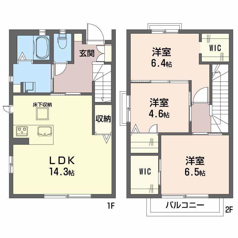 サニーコート C棟(3LDK/1階)の間取り写真