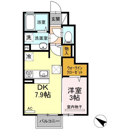 プレジール泉C(1DK/1階)の間取り写真