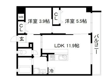 GRAND LATTICE KAWARAMACHI SHICHIJO(2LDK/3階)の間取り写真