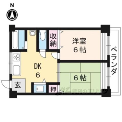 マンションハヤシビル(2DK/1階)の間取り写真