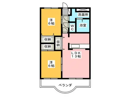 グランディール(2LDK/2階)の間取り写真