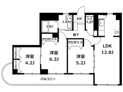 メゾンフルール(3LDK/4階)の間取り写真