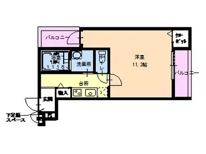 フジパレス北加賀屋V番館(1K/2階)の間取り写真