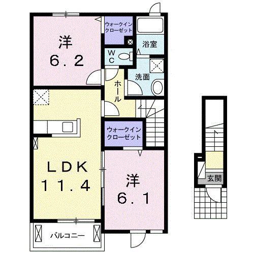 サプール・ヒルズI(2LDK/2階)の間取り写真