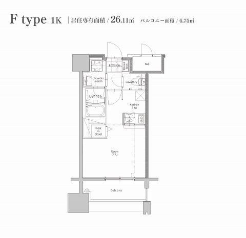 エンクレスト博多STYLE(1K/4階)の間取り写真