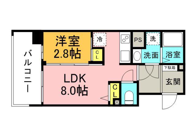 RASSURE舟入(1LDK/10階)の間取り写真