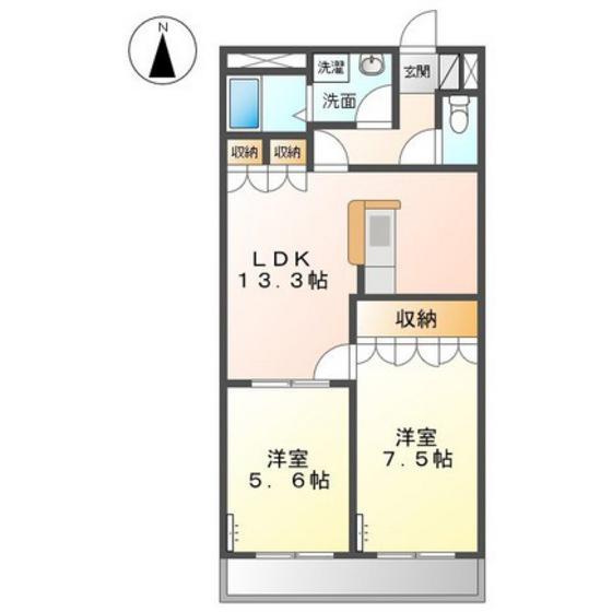 サンフィールド(2LDK/2階)の間取り写真