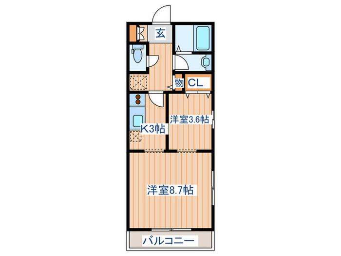 プルミエール錦町(2K/1階)の間取り写真