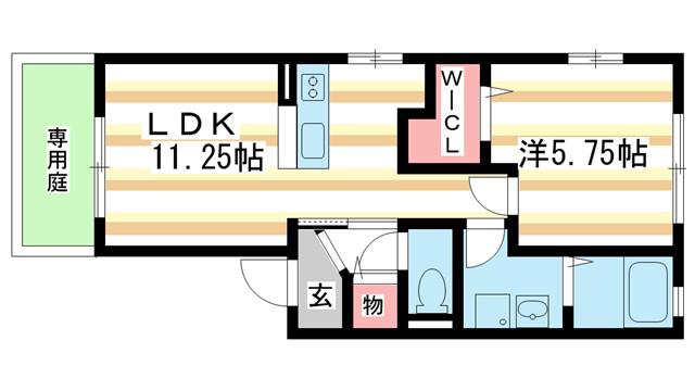 リビングタウン新大宮A(1LDK/1階)の間取り写真