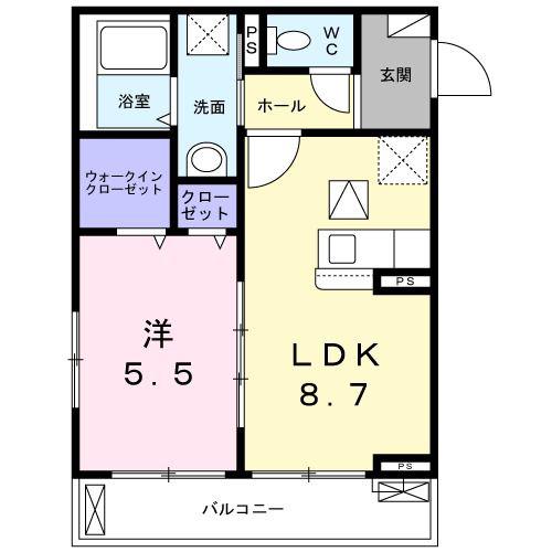 アンソレイエ町屋(1LDK/1階)の間取り写真