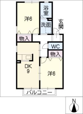 マイリトルタウン高師 五番館(2DK/2階)の間取り写真