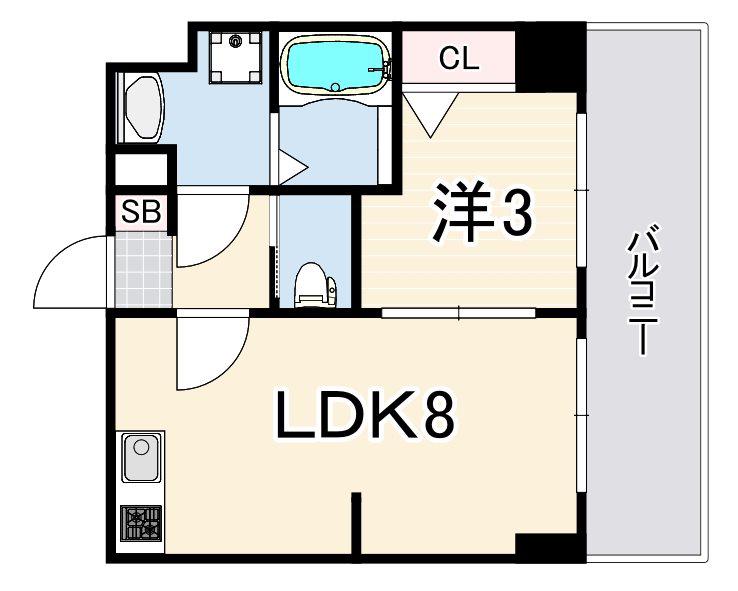 プレサンス兵庫駅前(1LDK/7階)の間取り写真