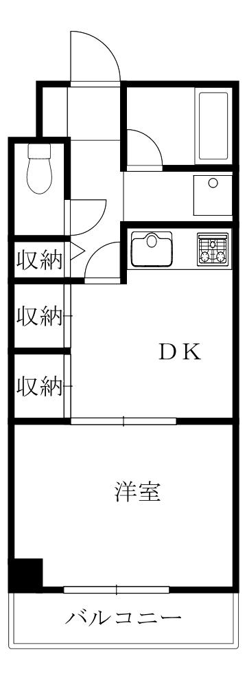 サザンコート住吉(1DK/3階)の間取り写真