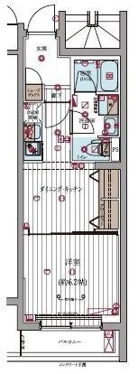 ミライズ東京イーストレジデンス(1DK/2階)の間取り写真