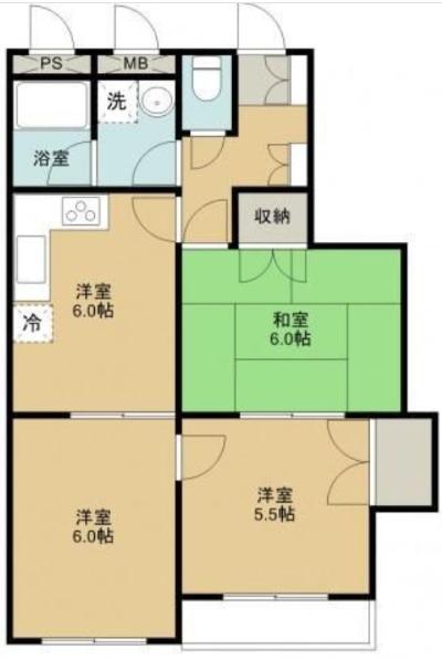 アシュレ新所沢(3DK/3階)の間取り写真