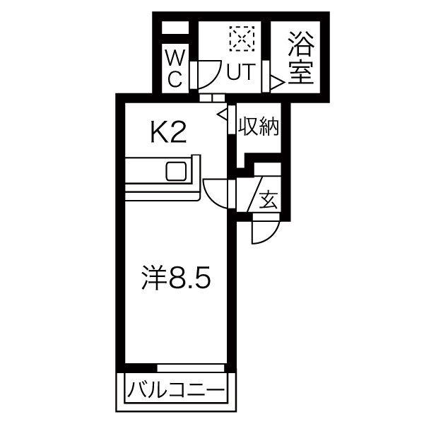 ベルナティオ南あいの里(1K/3階)の間取り写真