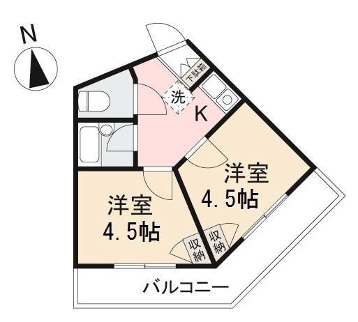 CALVERT西宝町(2K/7階)の間取り写真