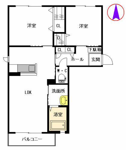 シルフィードKNII(2LDK/2階)の間取り写真