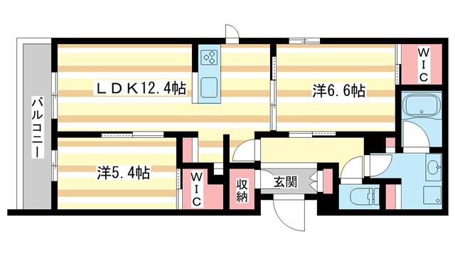シャーメゾン グランデ 北郡山(2LDK/2階)の間取り写真