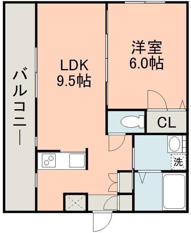 さくらヒルズ唐湊壱番館(1LDK/5階)の間取り写真