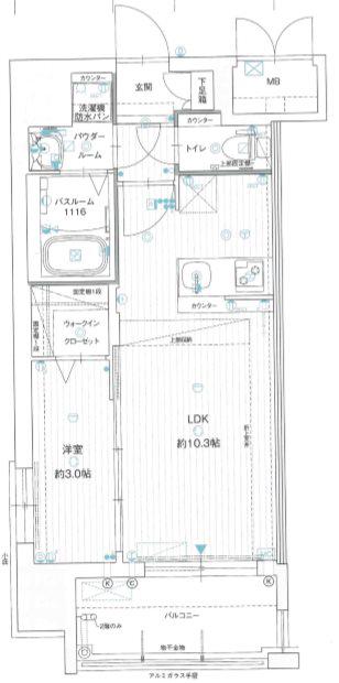 グランフォーレ博多駅プレミア(1LDK/3階)の間取り写真