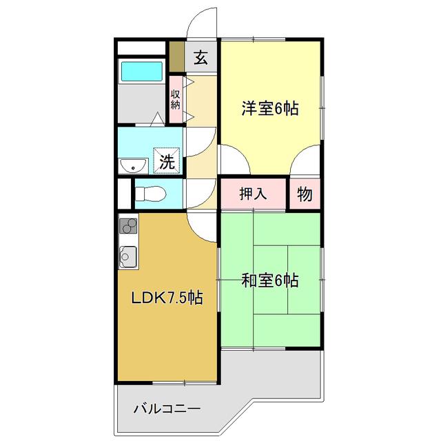 コーポライムグリーン(2LDK/3階)の間取り写真