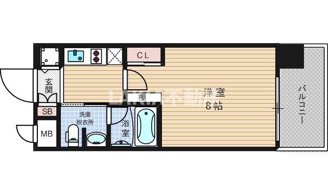 エスライズ北堀江スワン(1K/11階)の間取り写真