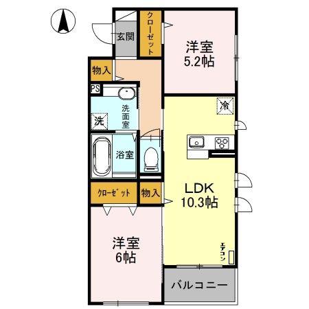 SOPHIA(2LDK/3階)の間取り写真