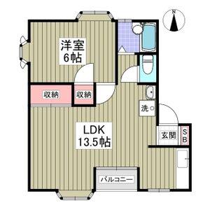 ルビーヒルズB(1LDK/1階)の間取り写真