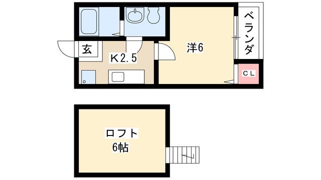 コンパートハウス上飯田(1K/2階)の間取り写真