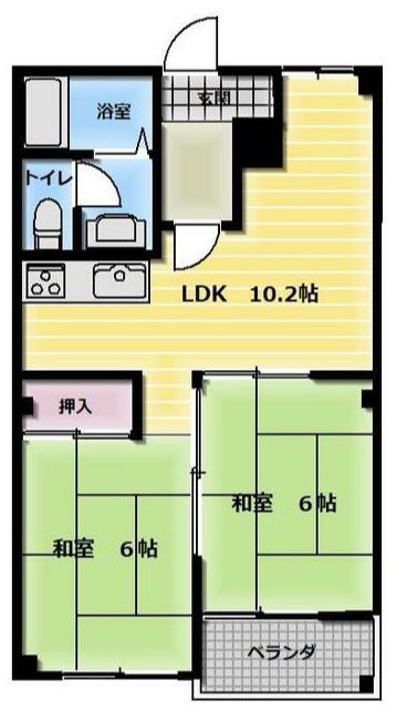 ハイツアップル(2LDK/2階)の間取り写真