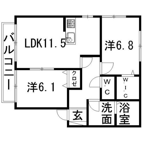 LEVANTE FORT(2LDK/2階)の間取り写真