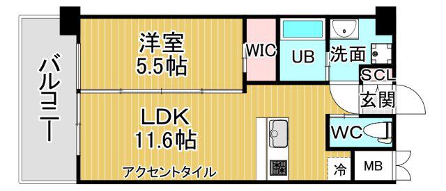 プレジオさくら夙川(1LDK/5階)の間取り写真