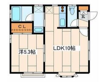 ラーク南(1LDK/2階)の間取り写真