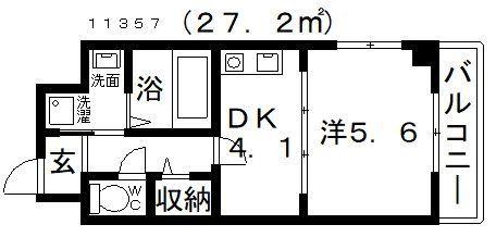 アベニュー岡(1DK/3階)の間取り写真