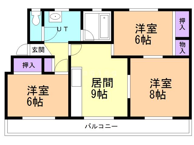 シャガール桜川(3DK/3階)の間取り写真